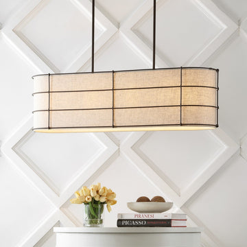 Chadwick 42" Rustic Farmhouse Iron Linear LED Pendant - JONATHAN Y